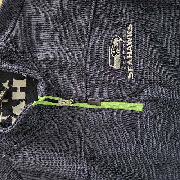 Seattle Seahawks NFL Team Apparel Quarter Zip Fleece Pullover Size Large Navy - Picture 6 of 10